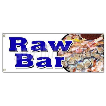 Signmission RAW BAR BANNER SIGN clams oysters beer fresh cold sushi cocktails B-Raw Bar
